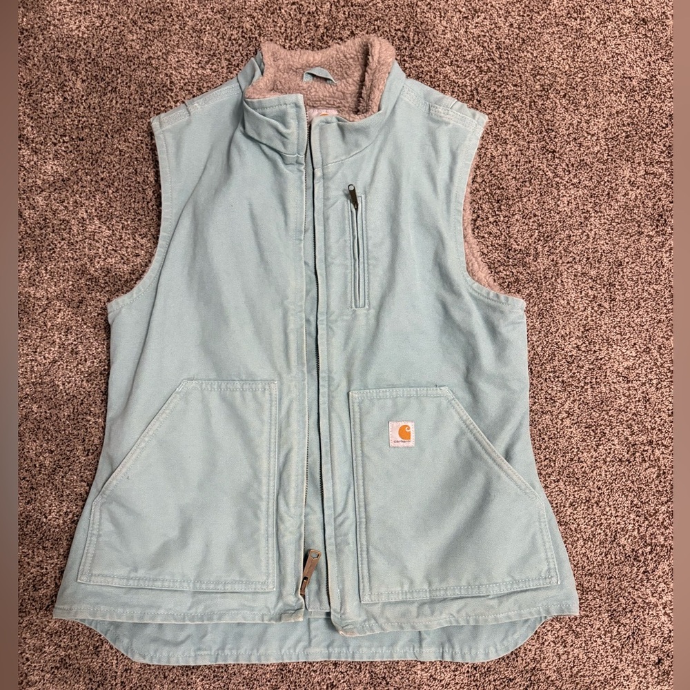 Carhartt light Blue  Sherpa Fleece vest size small